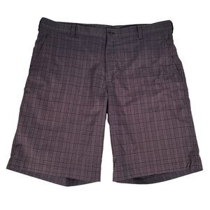 Nike Golf Shorts Mens 38 (39x11) Dri Fit Black Gray Plaid Chino Stretch